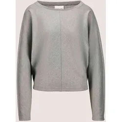 Langarmshirt MADELEINE "Langarmshirt Gekürztes Longsleeve mit Rundhals", Damen, Gr. 38, silber (silberfarben, grau), Obermaterial: 67% Baumwolle CO. 25% Polyester PES. 8% metallisierte Fasern MTF., Modern, normal, U-Boot-Ausschnitt, Shirts Langarmshirt