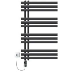 LuxeBath Elektrischer Badheizkörper Iron EM 600x1000mm Anthrazit mit Heizstab 300W Digital und Thermostat Handtuchheizkörper Handtuchwärmer