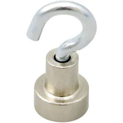5 Magnethaken, Neodym 10 mm, Stahl|Neodym, silber