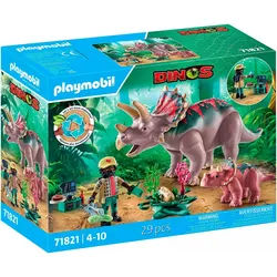 Playmobil® Triceratops mit Jungtier (71821), Playmobil Dinos Konstruktions-Spielset, (29 St) bunt