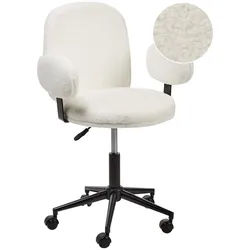 Beliani Schreibtischstuhl Cremeweiß Moraga , Weiß, Schwarz , Textil , 58x80x58 cm , Büromöbel, Bürostühle, Drehstühle