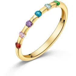 Fingerring FIRETTI "Schmuck Geschenk Silber 925 Damenring Ring Regenbogen" Gr. 54, gelbgoldfarben, rot, pink, amethyst, dunkelblau, hellblau, grün, Fingerringe, Damen, 54, Silber 925 (Sterlingsilber), 2mm, Fingerring, mit Zirkonia (synth.)