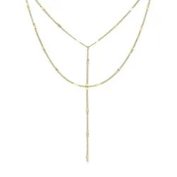 Hey Happiness Y-Kette Layer Kette Mehrreihig, Edelstahl Damen Halskette Lasso, wasserfest goldfarben