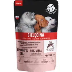 PetRepublic JUNIOR fein gehackte Stücke in milder Sauce - Kalbfleisch 100g für Hunde