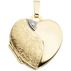 JOBO Medallionanhänger Anhänger Medaillon Herz, 333 Gold gelb|goldfarben