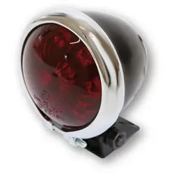 SHIN YO LED-Rücklicht BATES STYLE, schwarzes Gehäuse m. Chromrahmen, rotes Glas, schwarz