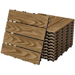ECD Germany Terrassendielen WPC Bodenplatte Terrassenfliesen Fliesen mit Drainage und Klicksystem, BxL: je 30x30 cm, Bodenbelag 3m2/33 Stück Teak rutschfest Balkonfliesen braun