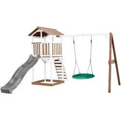 Ambia Garden Spielturm , Braun, Grau, Grün, Weiß , Holz, Kunststoff , 356.6x241.9x349 cm , EN 71, CE, FSC 100% , Freizeit & Co, Gartenspielzeug, Spieltürme