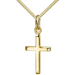 JEVELION Kreuzkette Kreuzanhänger 333 Gold - Made in Germany (Goldkreuz, für Damen und Kinder), Mit Kette vergoldet- Länge wählbar 36 - 70 cm oder ohne Kette.
