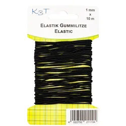 TSI Schreibwaren Gummiband Elastik-Gummilitze, rund, schwarz, 1mm X 10m