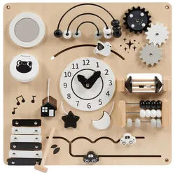 My Baby Lou Motorikspiel , Grau, Naturfarben, Schwarz, Weiß, Beige , Holz, Metall, Kunststoff, Textil , Kiefer, Schima , 47.5x47.5x6 cm , EN 71 , Spielzeug, Holzspielzeug