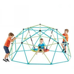 VEVOR Kletterkuppel geometrisches Klettergerüst (305 cm breit) mit Tellerschaukel, 453 kg belastbares Klettergerüst, Klettergerät für Kinder von 3 bis 10 Jahren Gartenspielzeug Spielplatz