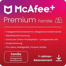 McAfee PREMIUM Family Security / 2+4 Nutzer / Unlimit-Geräte / 1 Jahr / KEY (ESD...