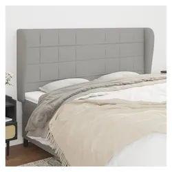 vidaXL Bett, Kopfteil mit Ohren Hellgrau 163x23x118/128 cm Stoff