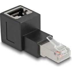 Delock RJ45 Stecker zu RJ45 Buchse Adapter Cat.6A 90° nach oben gewinkelt (RJ45, RJ45), Netzwerkadapter, Schwarz