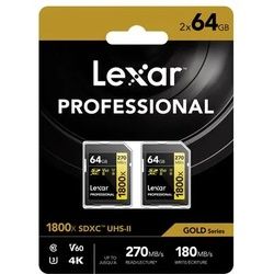 Lexar 2er Pack SDXC Professional Type Gold - 1800x 270MB/s V60 II 64 GB 2erPACK