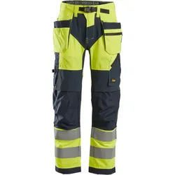 Snickers FlexiWork Hi-Vis Arbeitshose mit Holstertaschen, Klasse 2, EN 14404, 20471 116 signalgelb-navy