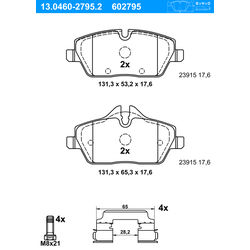 ATE Bremsbeläge mit Zubehör Vorne (13.0460-2795.2) für Mini Clubman BMW 2