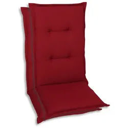 Xxxl Sesselauflagenset , Kirschrot , Textil , 2-teilig , Uni , Füllung: Schaumstoff, Vlies , 50x7x120 cm , Oeko-Tex® Standard 100 , pflegeleicht, hochwertige Qualität, langlebig, für den Außenbereich geeignet, mittels Bändern zu befestigen, mittels Gurtband zu befestigen , Gartenmöbel, Gartenpolster & Auflagen, Sesselauflagen