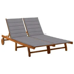 vidaXL Gartenliege 200 x 123 x 85 cm Doppelliege Gartenliege 2-Personen Sonnenliege Rolll grau