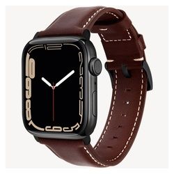 wiiuka Smartwatch-Armband tiime Armband aus Leder für die Apple Watch Serie 1-8, SE, Ultra, Handgefertigt - Deutsches Leder, Premium Qualität braun|schwarz 45 / 44 mm