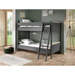Vipack Etagenbett , Anthrazit , Holz , Kiefer , Höhe ca. 20 cm , seitenverkehrt montierbar , 90x200 cm , Babymöbel & Kindermöbel, Kinderzimmer & Jugendzimmer, Stockbetten