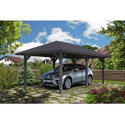 SKANHOLZ Carport »Taunus«, BxT: 374 x 656 cm, Firsthöhe: 314 cm, farbbehandelt - grau