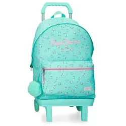 Pepe Jeans für Mädchen. 60423V2 Nora Rucksack 44cm türkis (OSFA), Lässig, Polyester, Kinderbekleidung