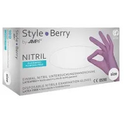 Style Berry Nitrilhandschuhe, puderfrei, lila, Stabile Einmalhandschuhe mit Fingerspitzentexturierung, 1 Packung = 100 Stück, Größe XS