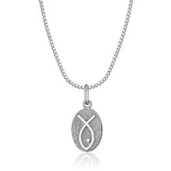 NAHLE Kette mit Anhänger Silber Kette Ichthys Fisch-Symbol 925 Silber Christusfisch Jesusfisch (2-tlg., inkl. Schmuckbox), 925 Silber Anhänger - rhodiniert silberfarben 50cm