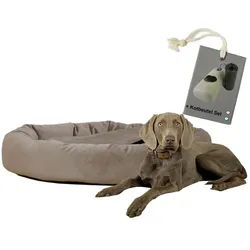 Rohrschneider Tierkissen Hundekissen 2 in 1 Kuschelhöhle Denver Samt, inkl. Hundekotbeutelset silberfarben 90 cm x 90 cm