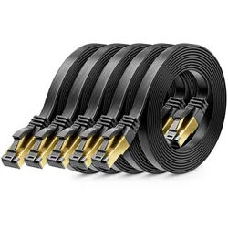 deleyCON deleyCON 5x 0,25m CAT8 Flach Netzwerkkabel (40 Gbit/s, Kupfer, RJ45, LAN-Kabel