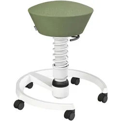 Aeris Bürohocker , Weiß, Pastellgrün , Metall, Textil , Rollen, C-Form, rund , 55x45.66x55 cm , Made in Germany, Oeko-Tex® Standard 100, AGR-geprüft , Büromöbel, Bürostühle, Bürohocker