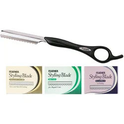 Feather Set 4 You Rasiermesser Razor + 3 x 10 Klingen (Rapid Cut, Regular, TH)