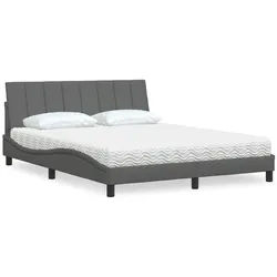 vidaXL Bett, Bett mit Matratze Dunkelgrau 160x200 cm Stoff