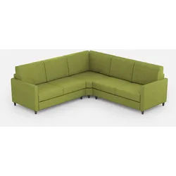 Karay 2-Sitzer-Sofa (zwei 60-cm-Sitze) + Ecksofa + 2-Sitzer-Sofa (zwei 60-cm-Sitze), Außenmaße L.221x221, grüne Farbe