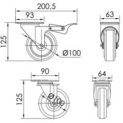 Rolle ohne Bremse für Monoblock Serie | Mindestbestellmenge 2 Stück