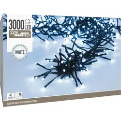 LED-Clusterlichterkette Büschel kaltweiß, 3000 LEDs, sw Kabel, Innen/Außen, 25m