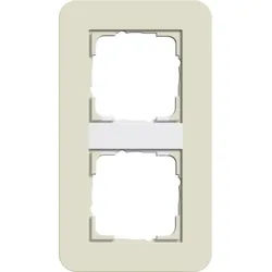 Gira 0212417 Abdeckrahmen 2-fach, Gira E3, Sand Soft-Touch mit Trägerrahmen reinweiß glänzend