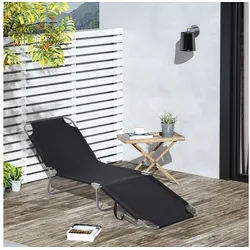 Outsunny Gartenliege Sonnenliege klappbarer Liegestuhl mit verstellbarer Rückenlehne, Campingliege, 1 St., Balkonliege, für Balkon, Terrasse, Oxford, Schwarz schwarz