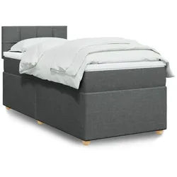 vidaXL Boxspringbett, Boxspringbett mit Matratze Dunkelgrau 90x190 cm Stoff