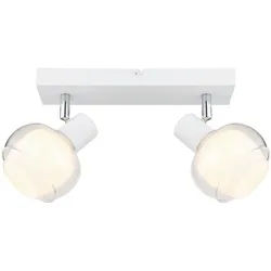 Globo Strahler , Klar, Opal, Weiß, Chromfarben , Metall, Glas , 10.5x13.5x26 cm , verstellbare Spotlights , Lampen & Leuchten, Leuchtenserien
