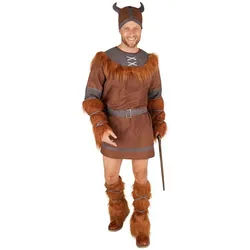 dressforfun Wikinger-Kostüm Herrenkostüm Wikinger, Sehr cooles Gewand mit Kunstfell braun XXL | XXL