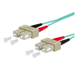 Metz Connect OpDAT Patchkabel Glasfaserkabel, (150.0 cm), SC-D/SC-D OM3, 151J1EOEO15E blau