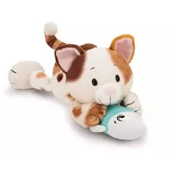 Nici: Plüsch-Glückskatze und Fisch, liegend - 30 cm