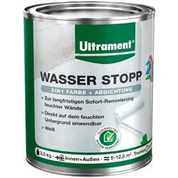 Ultrament Fugenmörtel ULTRAMENT Wasser Stopp, 2in1 - Farbe und Abdichtung, weiß, 2,5 Kg