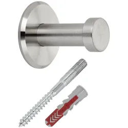 SO-TECH® Kleiderhaken Garderobenhaken TALEA Edelstahl massiv inkl. Montagematerial, (1-St), Ø 10 / 15 mm, Länge 30 mm, Gesamtlänge 33 mm silberfarben 3 cm
