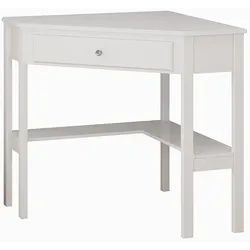 Vicco Eckschreibtisch Velto Weiß 75 x 71.6 cm , Holzwerkstoff , Formgebogen , 75x76.8x71.6 cm , Büromöbel, Schreibtische, Eckschreibtische