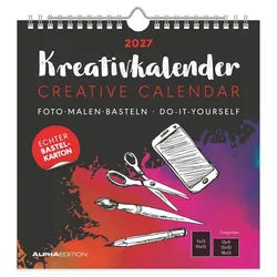 Wandkalender Kreativkalender M schwarz 2027 Bastelkalender 21x22 cm mit schwarzem H weiß