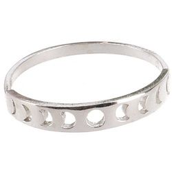 Guru-Shop Silberring Zarter Silberring, Mondphasen Ring aus Silber